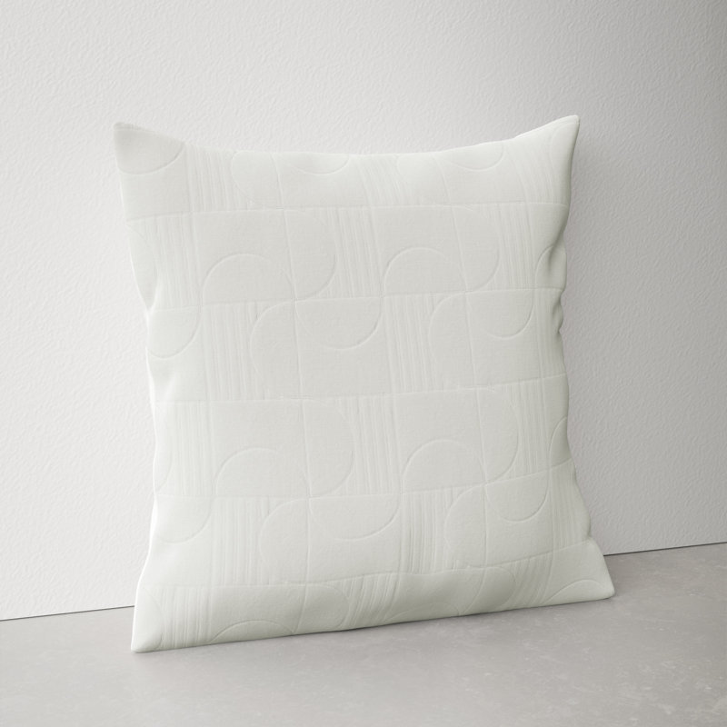 Cream Geometric Cotton Throw Pillow Cover