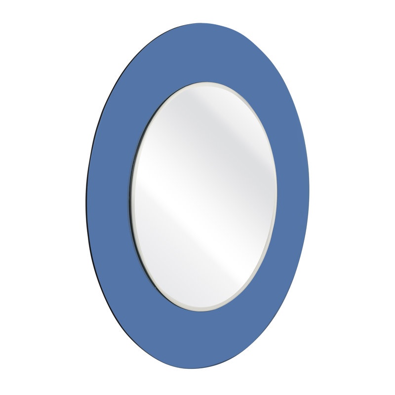 23'' Round Blue Beveled Glass Wall Mirror