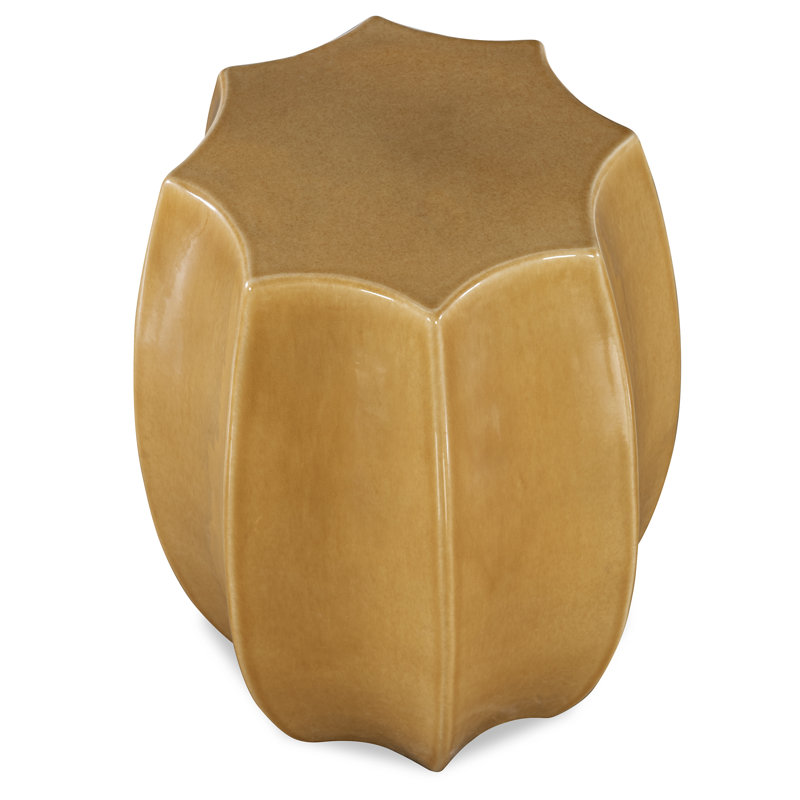 Amber Ceramic Scalloped Edge Outdoor Accent Stool