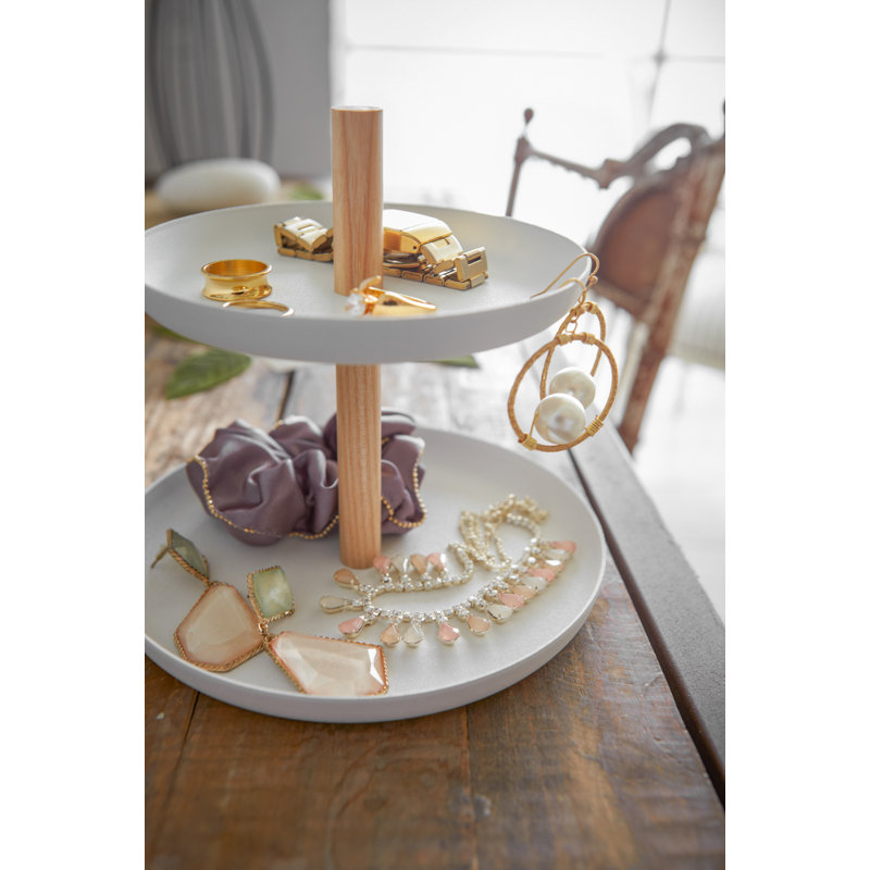 Tosca Contemporary Steel & Wood Tiered Accessory Tray