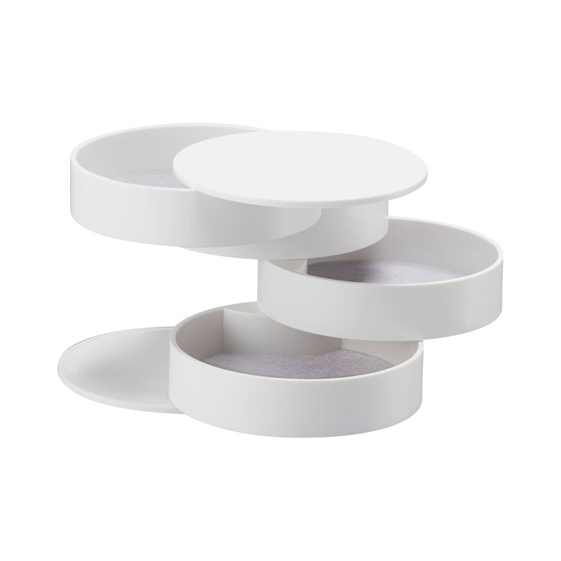 Rotatable 4-Layer White ABS Plastic Jewelry Organizer Tray
