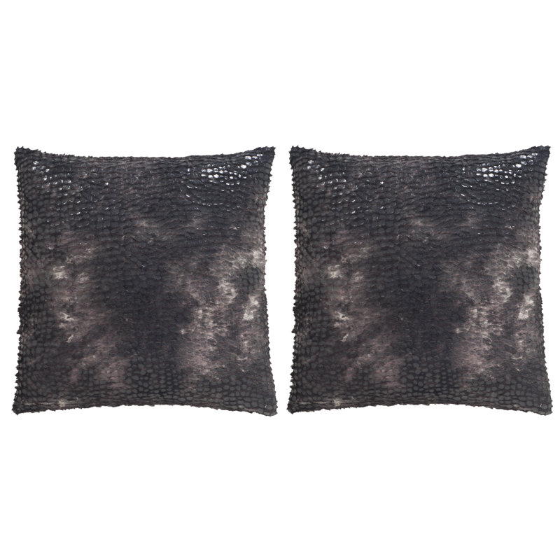 Black Tie-Dye Textured 24" Square Pillow Set