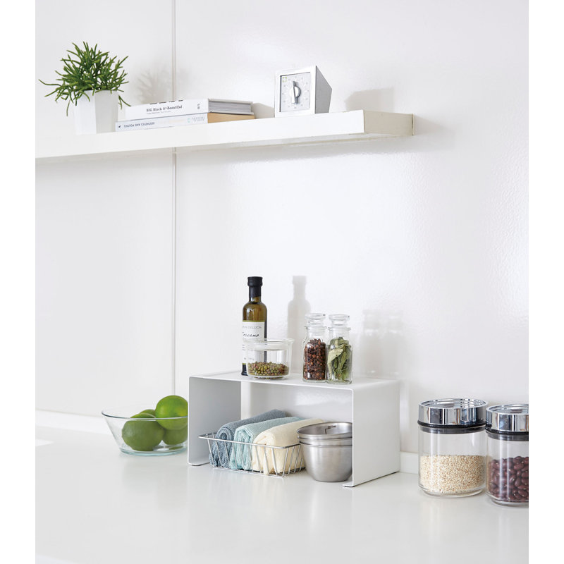 Elegant White Steel Stackable Kitchen Organizer Rack, 5.5" x 12"