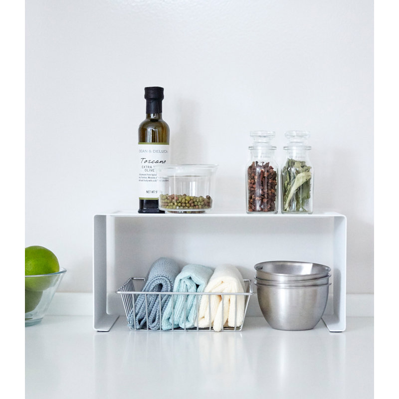Elegant White Steel Stackable Kitchen Organizer Rack, 5.5" x 12"