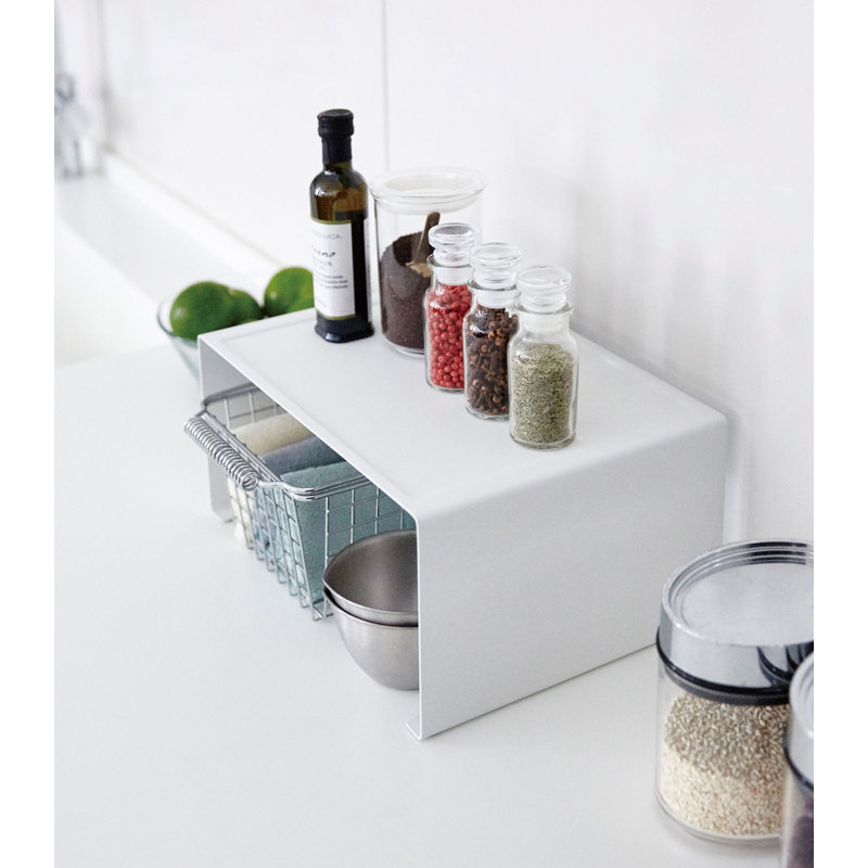 White Steel Stackable Kitchen Counter Shelf Organizer
