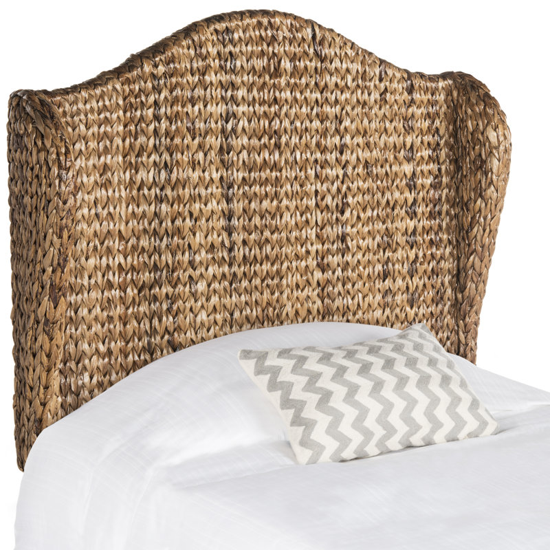 Nadine Transitional Winged Banana Leaf Fiber Twin Headboard in Rich Brown