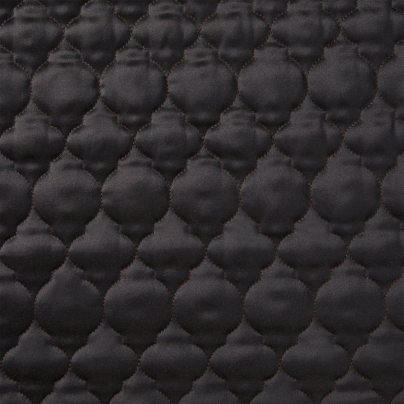 Espresso Satin King Quilt Set with Quatrefoil Embroidery