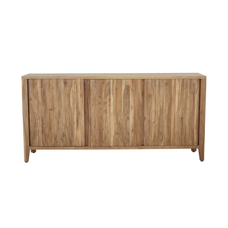 Brown Wood Adjustable Shelving Lockable Sideboard Cabinet