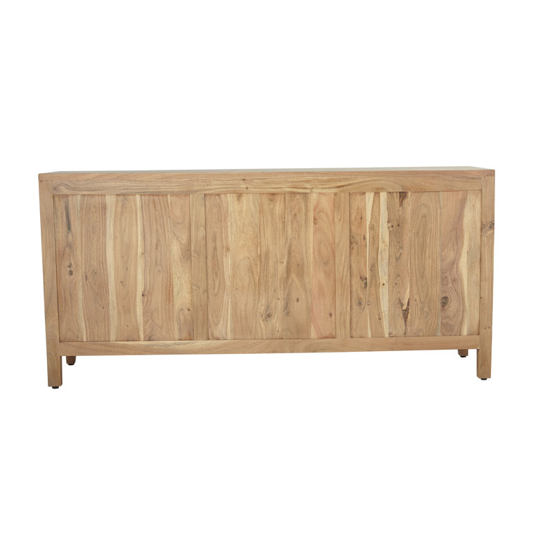 Brown Wood Adjustable Shelving Lockable Sideboard Cabinet