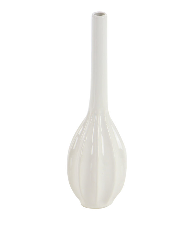 White Modern Ceramic Bud Vase Set - 12" Tall
