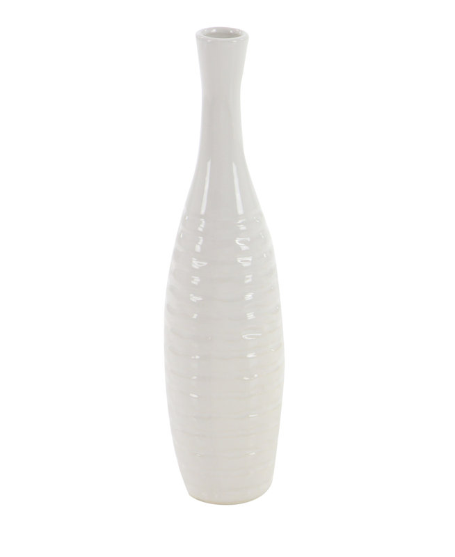 White Modern Ceramic Bud Vase Set - 12" Tall