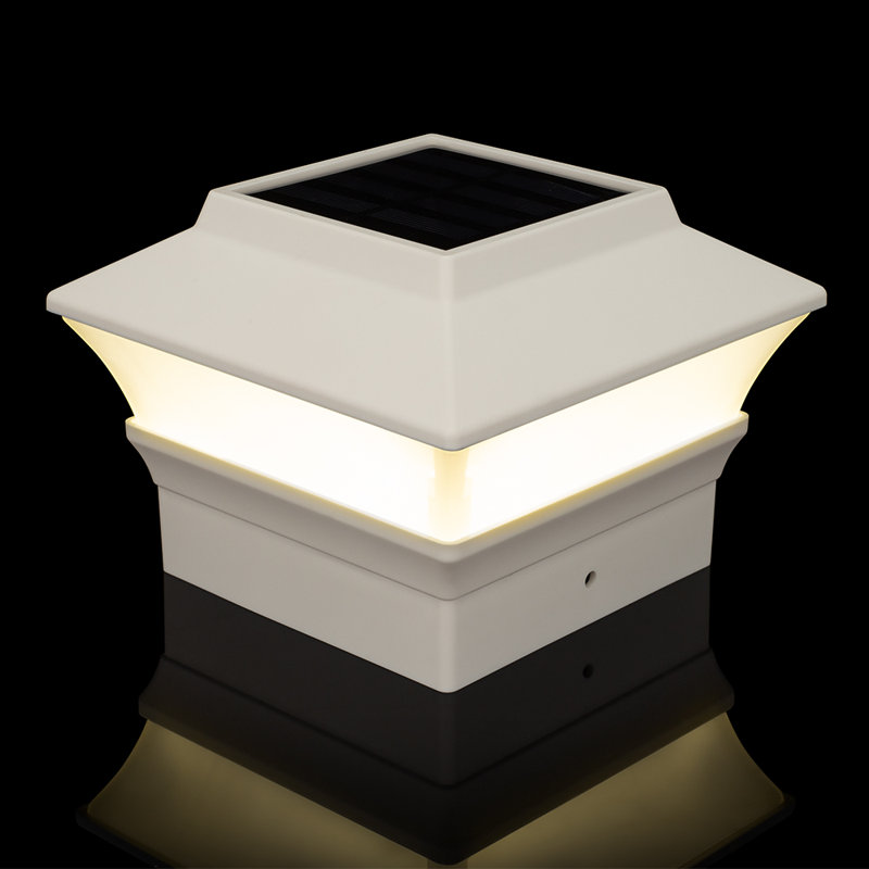 White Solar Powered LED Post Cap Lights, 4x4, 2-Pack