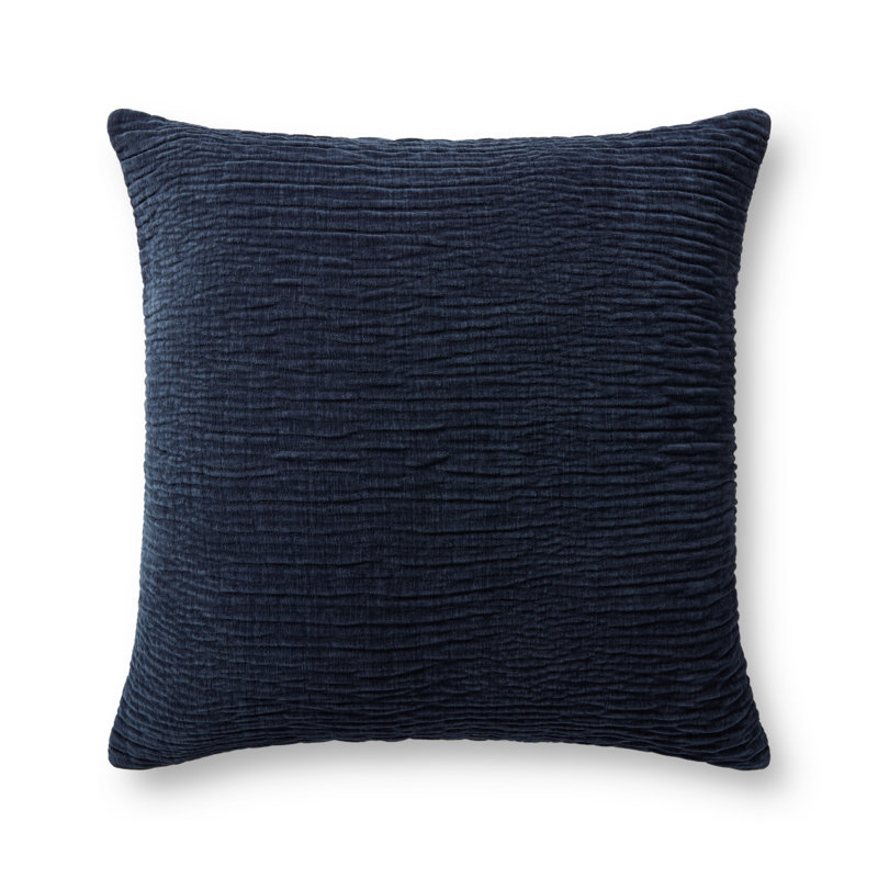 22" Navy Blue Cotton Textured Square Throw Pillow