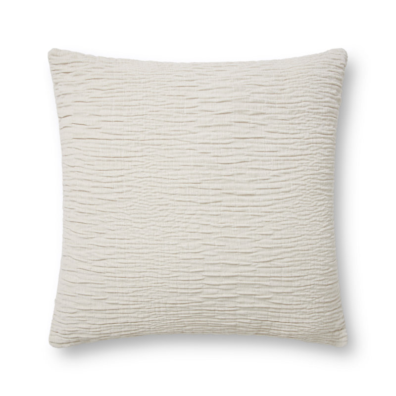Silver Crinkled Texture Polyester Lumbar Throw Pillow 22" x 22"