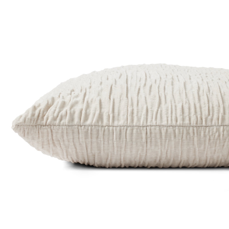 Silver Crinkled Texture Polyester Lumbar Throw Pillow 22" x 22"