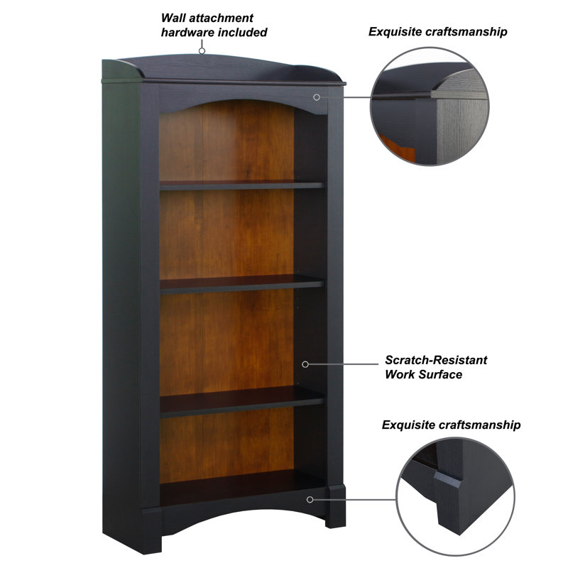 Espresso Adjustable 4-Shelf Wood Bookcase