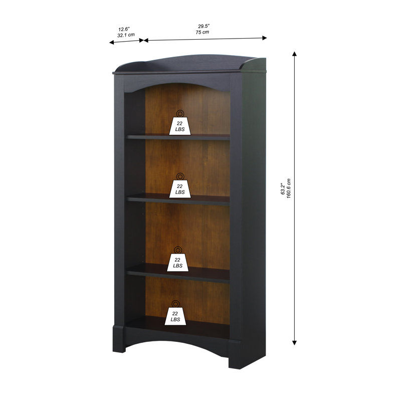 Espresso Adjustable 4-Shelf Wood Bookcase
