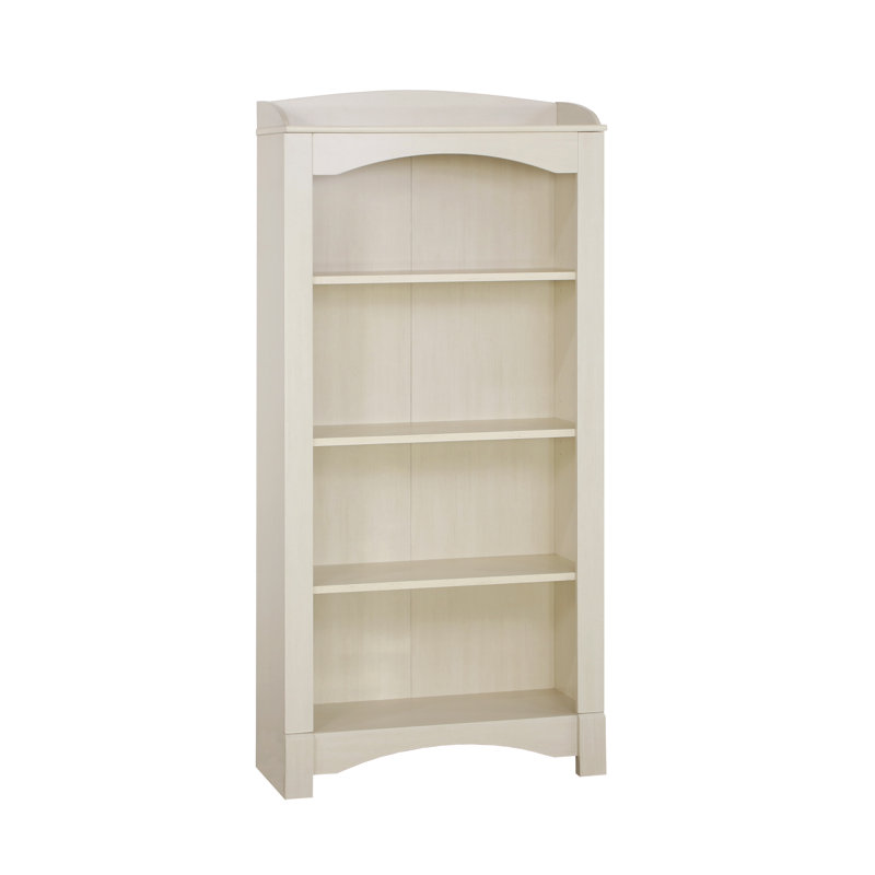 Antique White Adjustable 4-Shelf Wood Bookcase