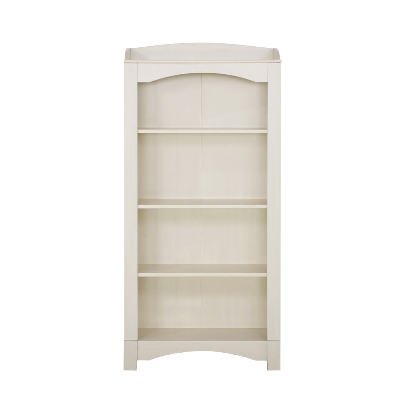 Antique White Adjustable 4-Shelf Wood Bookcase