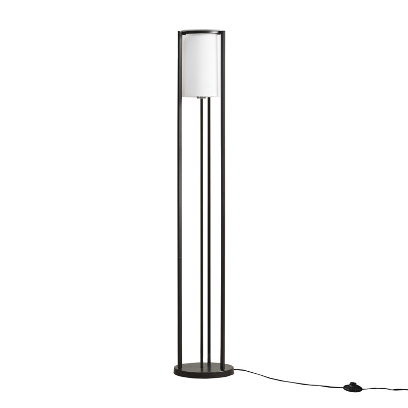 Charlton 63'' Matte Black Metal Floor Lamp with Frosted Glass Shade