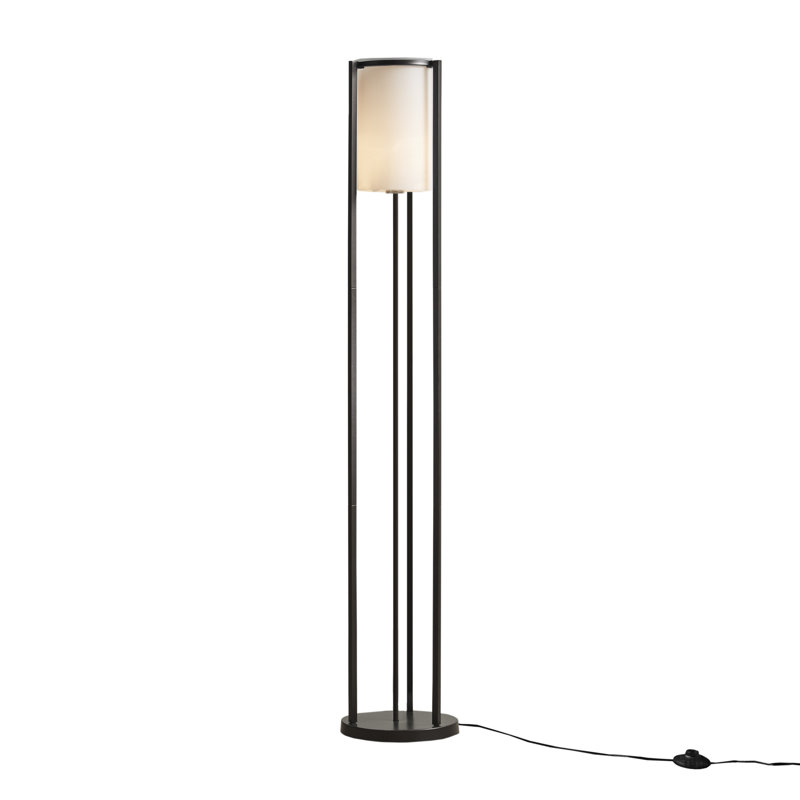 Charlton 63'' Matte Black Metal Floor Lamp with Frosted Glass Shade