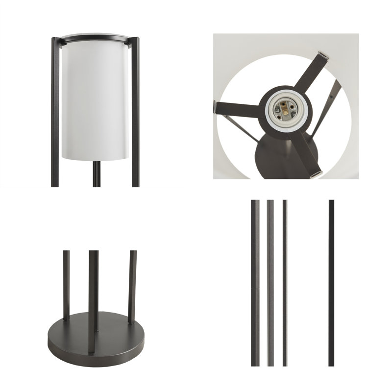 Charlton 63'' Matte Black Metal Floor Lamp with Frosted Glass Shade