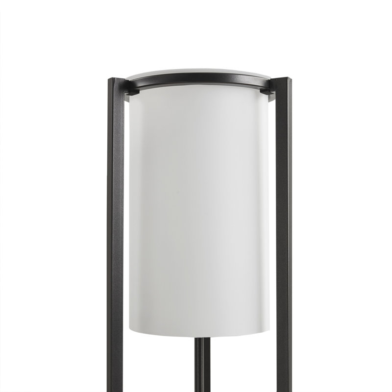 Charlton 63'' Matte Black Metal Floor Lamp with Frosted Glass Shade