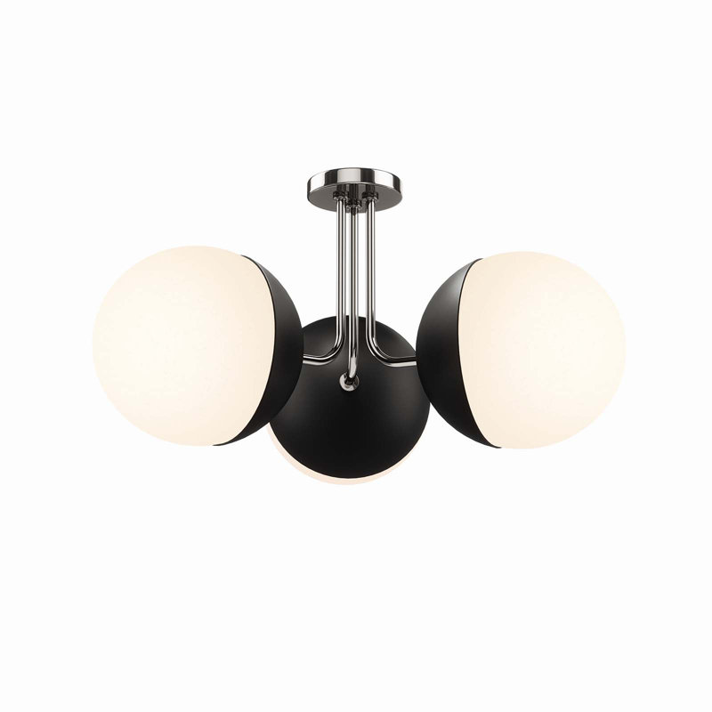 Opal Polished Nickel 21" Globe LED Semi-Flush Ceiling Light