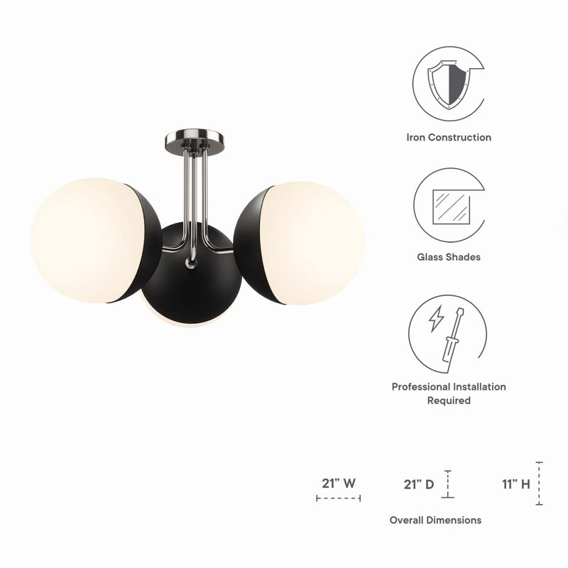 Opal Polished Nickel 21" Globe LED Semi-Flush Ceiling Light