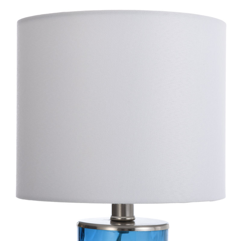 Ashburn 15'' Blue Glass Transitional Table Lamp with White Shade