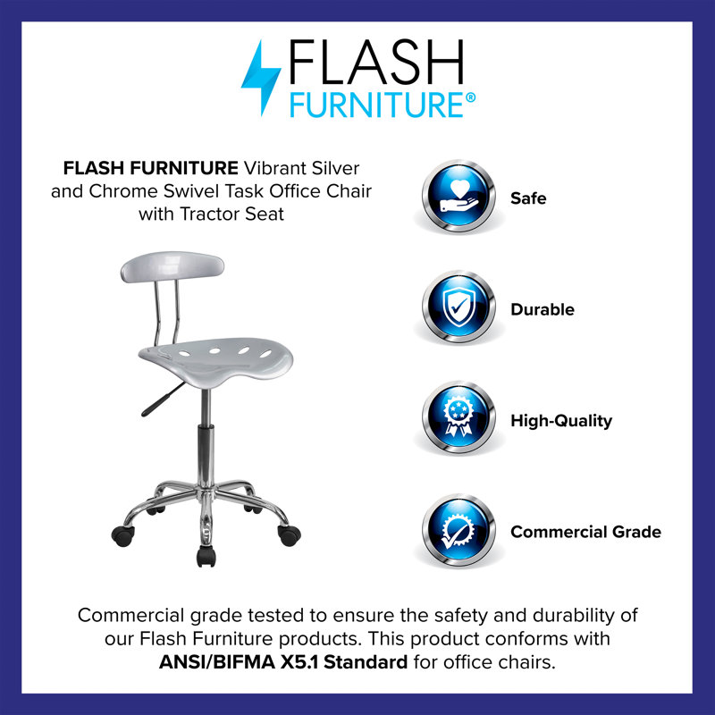 Elliott Compact Swivel Task Chair with Chrome Tractor Seat