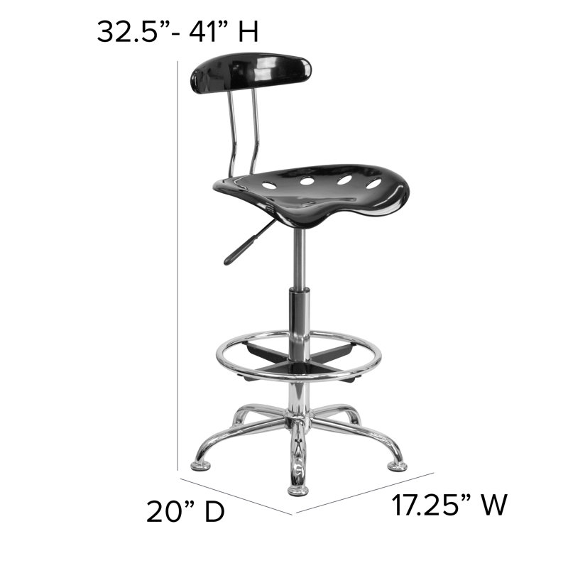 Adjustable Black and Chrome Swivel Tractor Stool