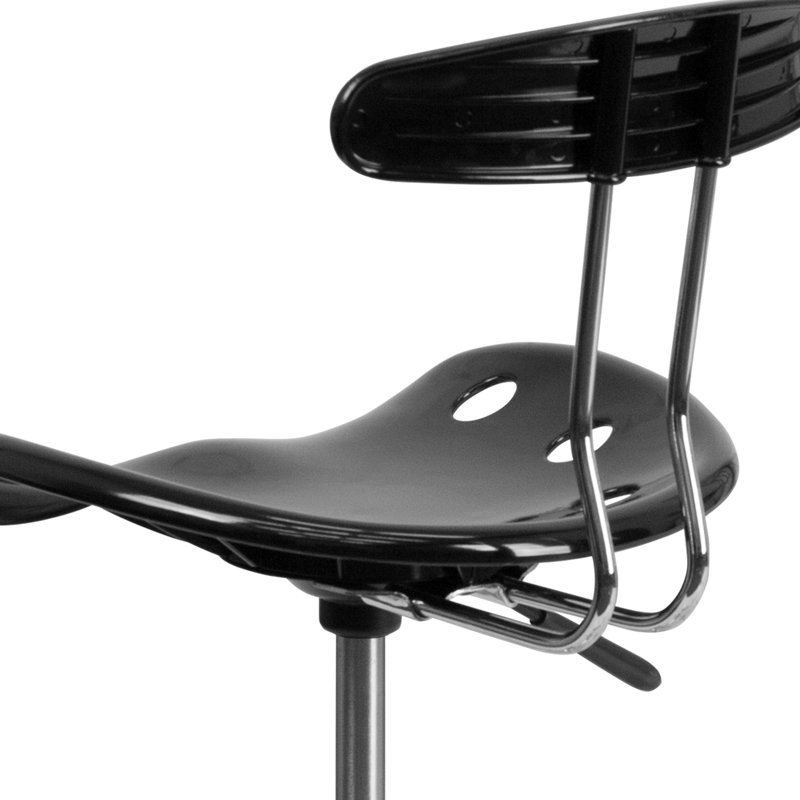 Adjustable Black and Chrome Swivel Tractor Stool