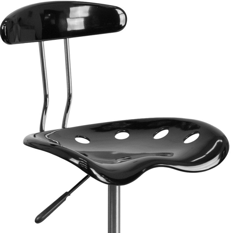 Adjustable Black and Chrome Swivel Tractor Stool