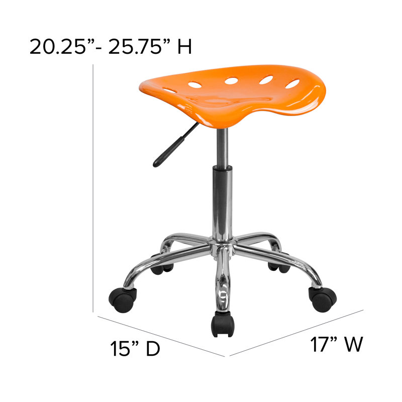 Orange Adjustable Swivel Backless Metal Task Stool