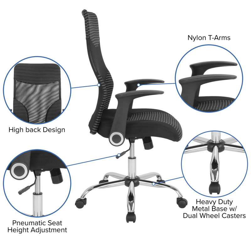 Milford High Back Black and White Mesh Executive Office Chair