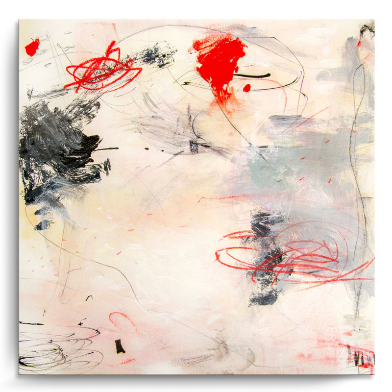 A Gentle Breeze Abstract Canvas Wall Art in Red and Black