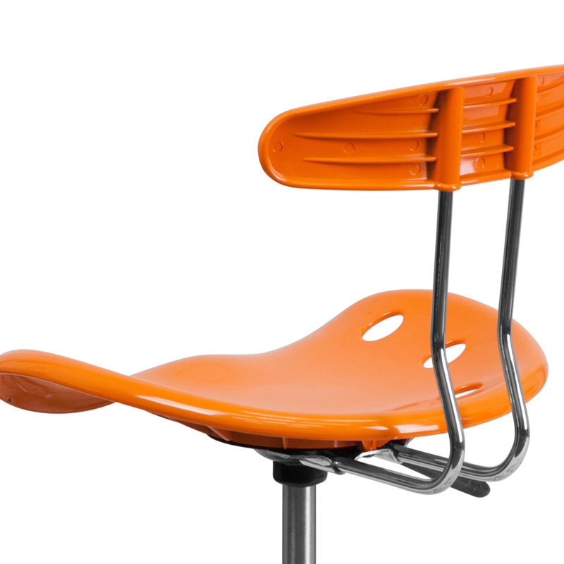 Vibrant Orange Adjustable Swivel Metal Bar Stool