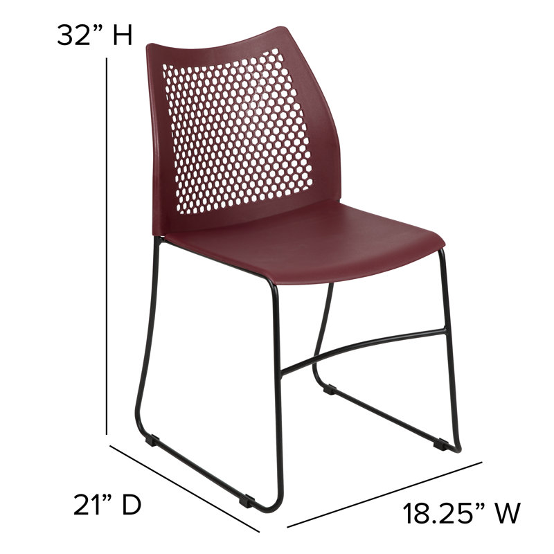 Burgundy Sled Base 661 lb. Capacity Stack Chair with Air-Vent Back