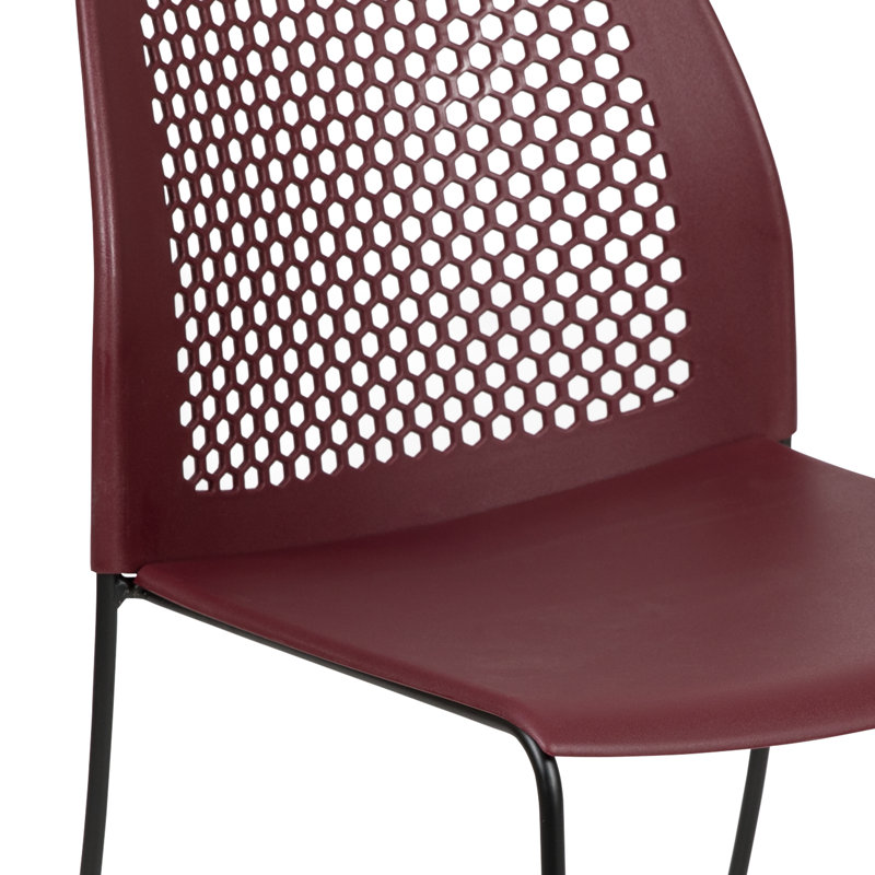 Burgundy Sled Base 661 lb. Capacity Stack Chair with Air-Vent Back