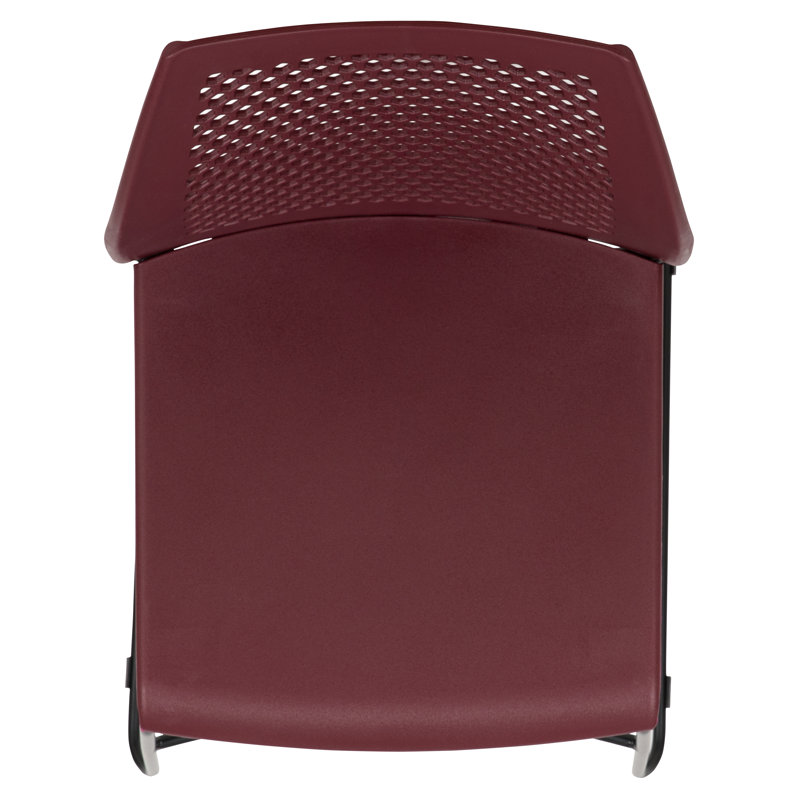 Burgundy Sled Base 661 lb. Capacity Stack Chair with Air-Vent Back