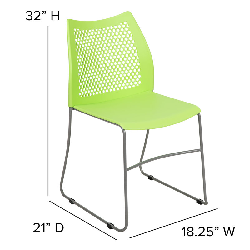 Contemporary 661 lb. Capacity Green Metal Stack Chair with Air-Vent Back