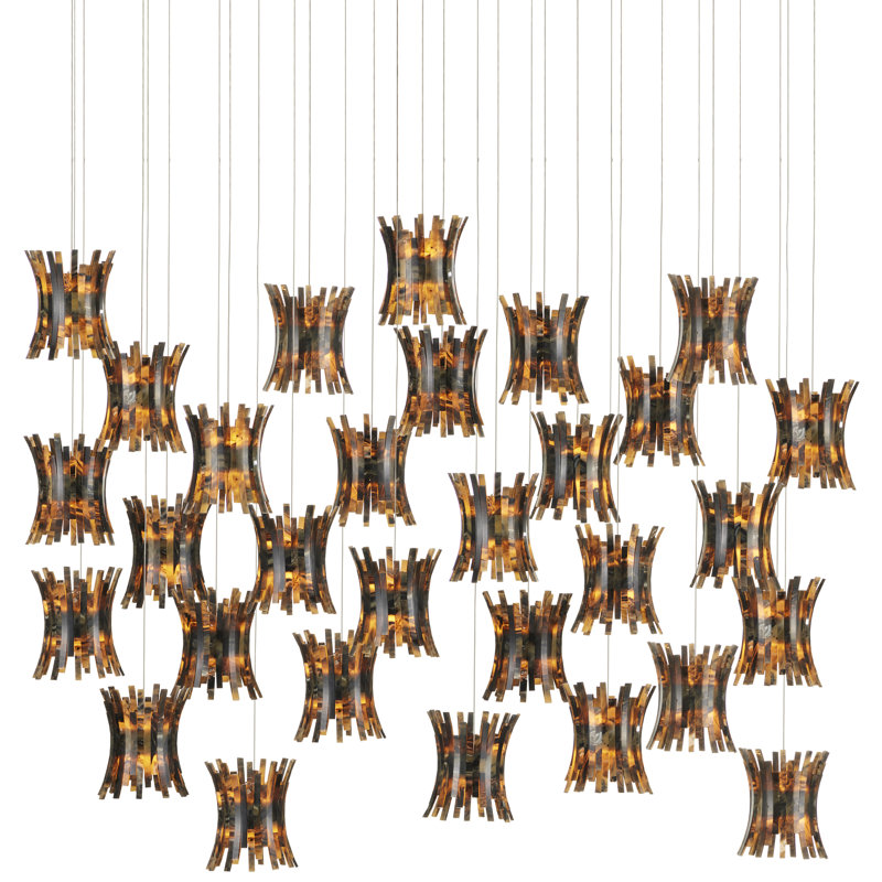 Alsop Elegance 30-Light Multi-Drop Pendant in Brown, Black, and Silver