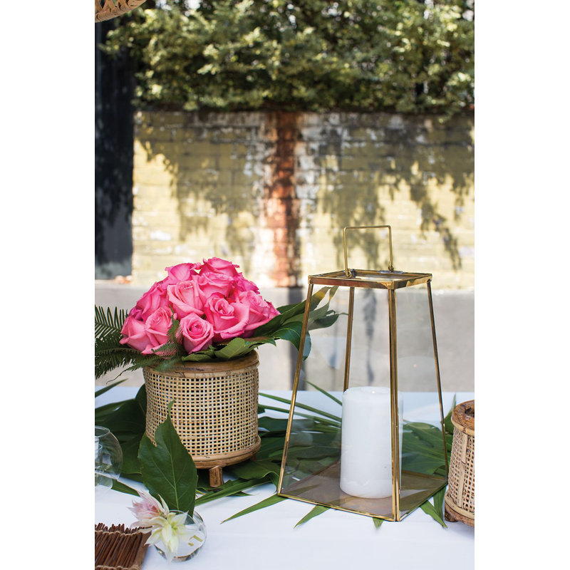 Gold Iron Handmade Tabletop Candle Lantern