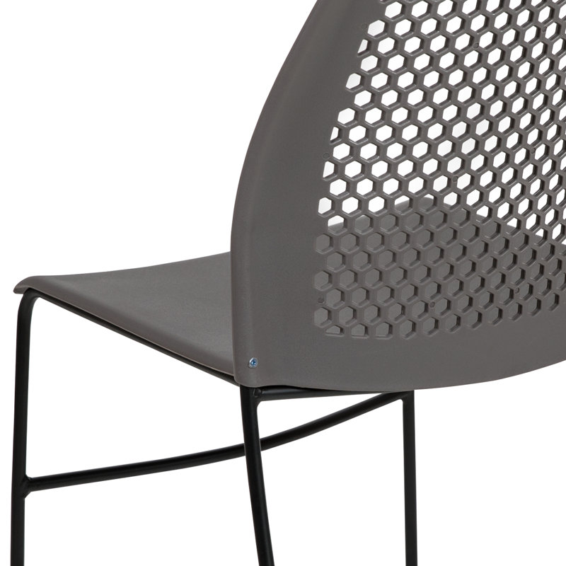 Black Armless Stacking Chair with Air-Vent Back