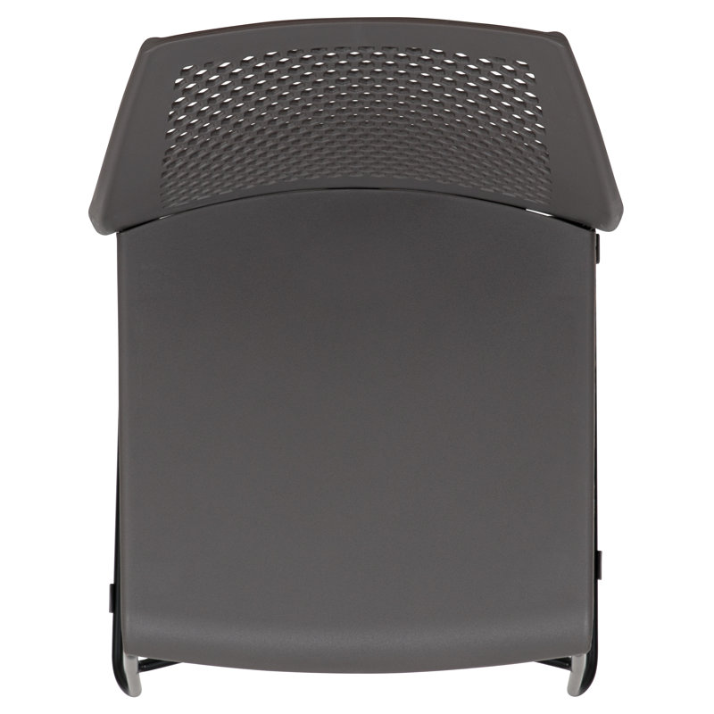 Black Armless Stacking Chair with Air-Vent Back