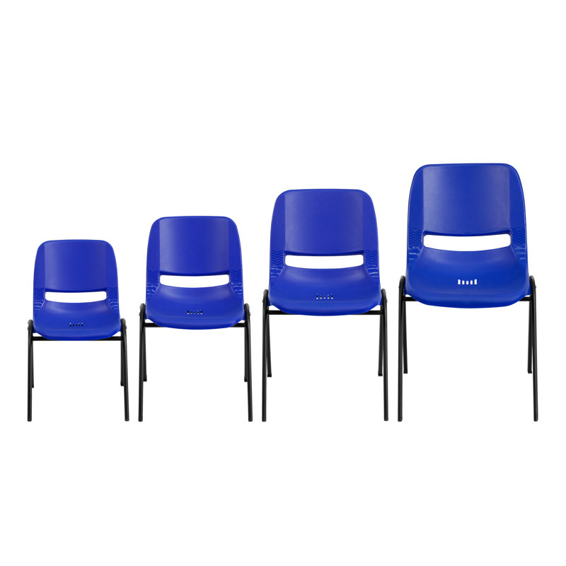 Navy and Black Metal Ergonomic Stackable Kid's Chair