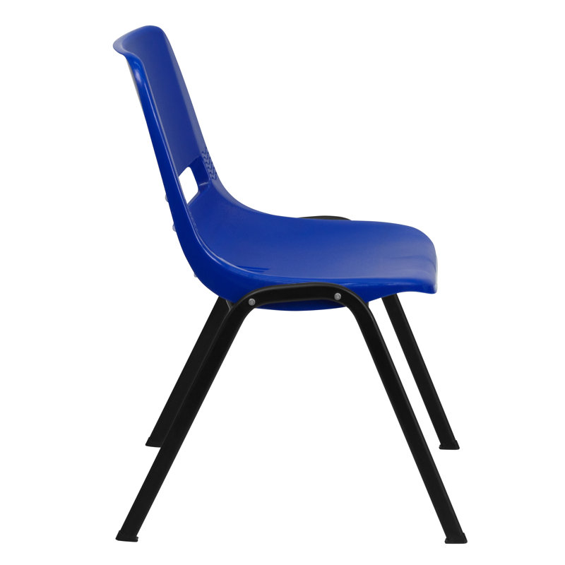 Navy and Black Metal Ergonomic Stackable Kid's Chair