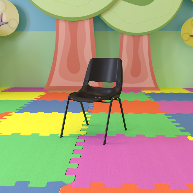 ErgoKids 440 lb Capacity Black Metal Stack Chair for Preschool