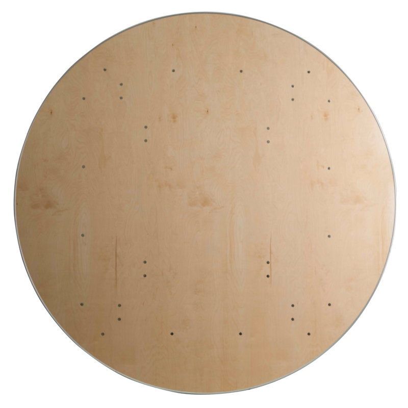 72'' Round Birchwood Folding Banquet Table with Metal Edges